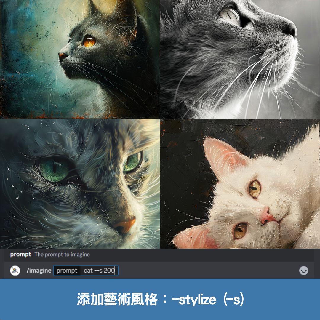 添加藝術風格:--stylize (--s)