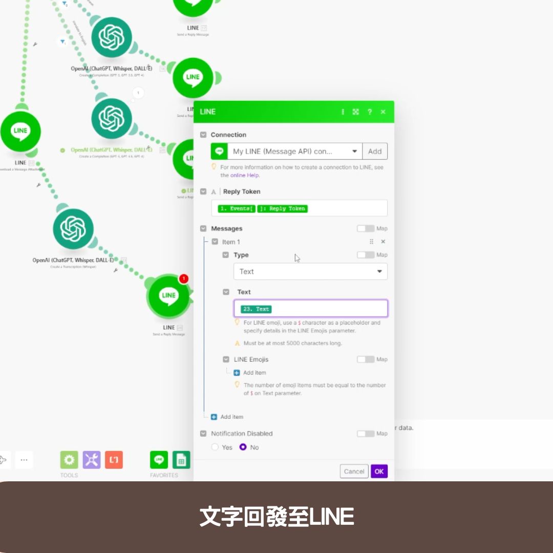 文字回發至LINE